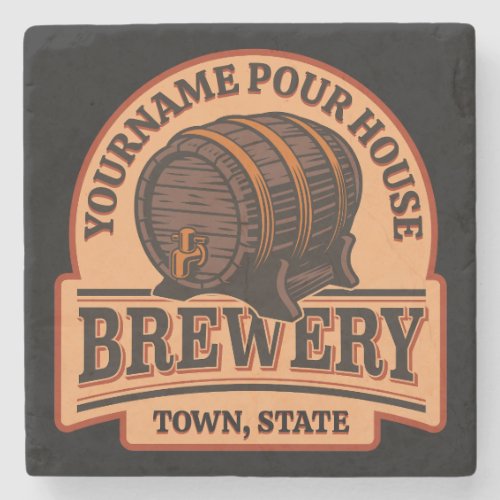 Personalized NAME Old Oak Barrel Beer Keg Brewery Stone Coaster