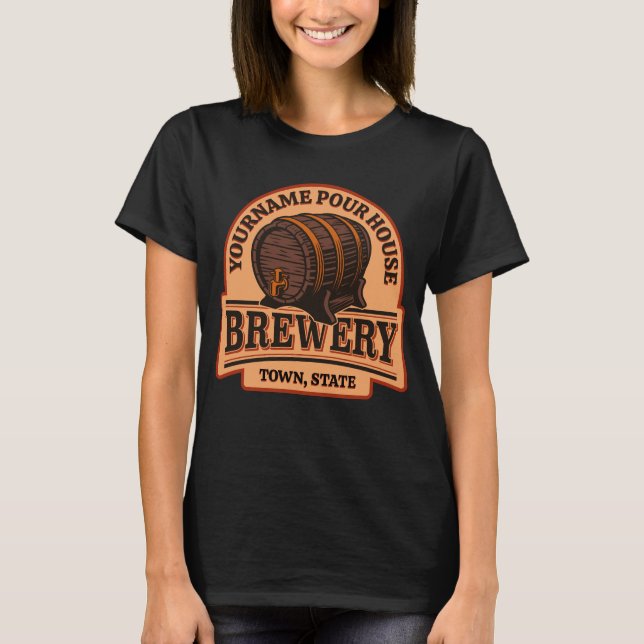 Personalized NAME Old Oak Barrel Beer Keg Brewery  T-Shirt (Front)