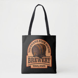 Personalized NAME Old Oak Barrel Beer Keg Brewery Tote Bag