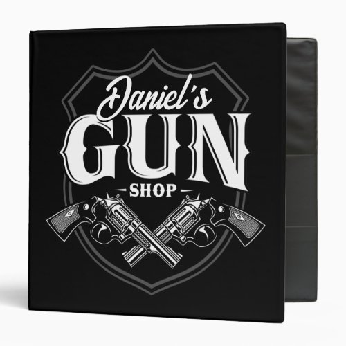 Personalized NAME Old Revolvers Gun Shop Firearms  3 Ring Binder
