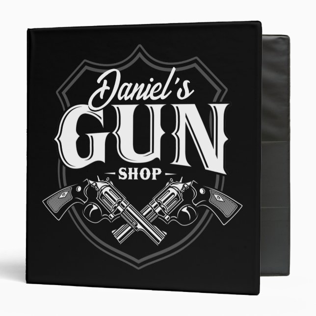Personalized NAME Old Revolvers Gun Shop Firearms  3 Ring Binder (Front/Inside)