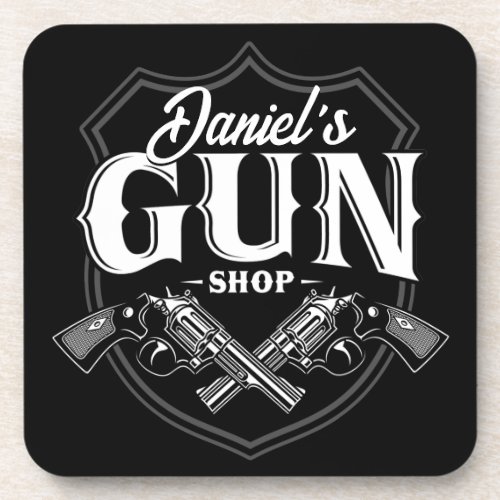 Personalized NAME Old Revolvers Gun Shop Firearms  Beverage Coaster