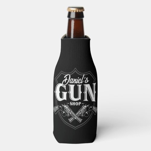 Personalized NAME Old Revolvers Gun Shop Firearms Bottle Cooler
