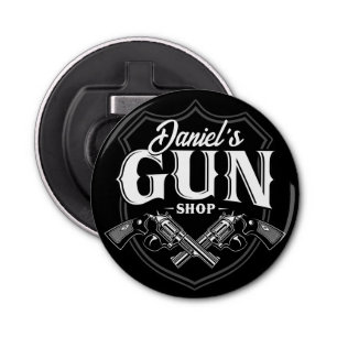 Personalized NAME Old Revolvers Gun Shop Firearms Bottle Opener