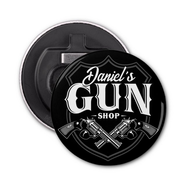 Personalized NAME Old Revolvers Gun Shop Firearms  Bottle Opener (Front)