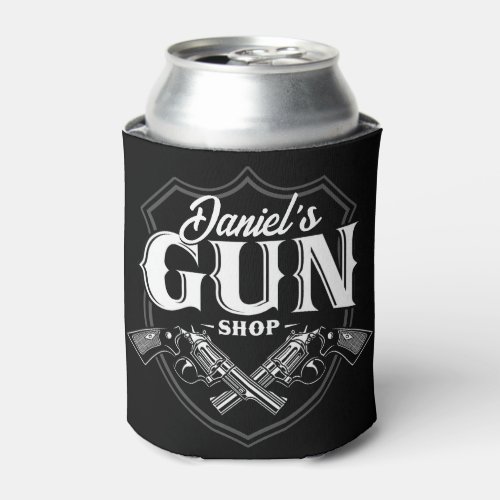 Personalized NAME Old Revolvers Gun Shop Firearms  Can Cooler