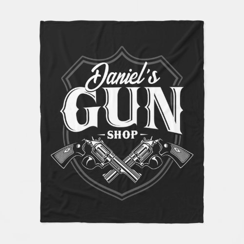 Personalized NAME Old Revolvers Gun Shop Firearms  Fleece Blanket