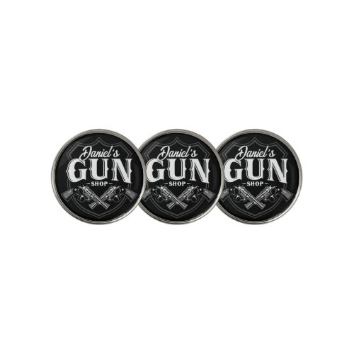 Personalized NAME Old Revolvers Gun Shop Firearms  Golf Ball Marker