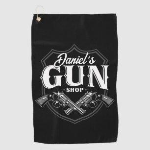 Personalized NAME Old Revolvers Gun Shop Firearms Golf Towel