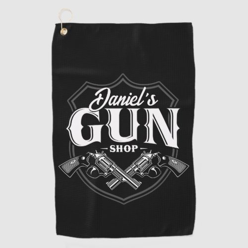 Personalized NAME Old Revolvers Gun Shop Firearms  Golf Towel