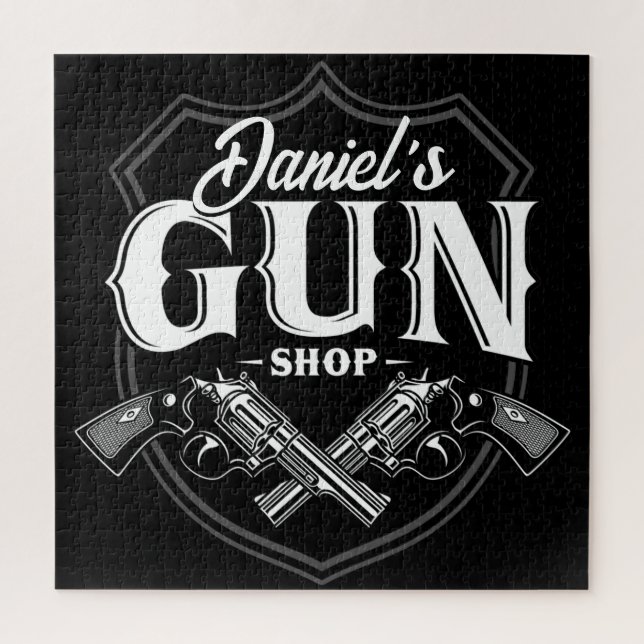 Personalized NAME Old Revolvers Gun Shop Firearms  Jigsaw Puzzle (Vertical)