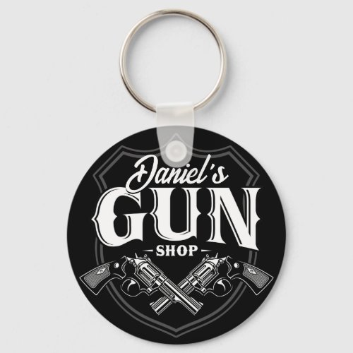 Personalized NAME Old Revolvers Gun Shop Firearms  Keychain
