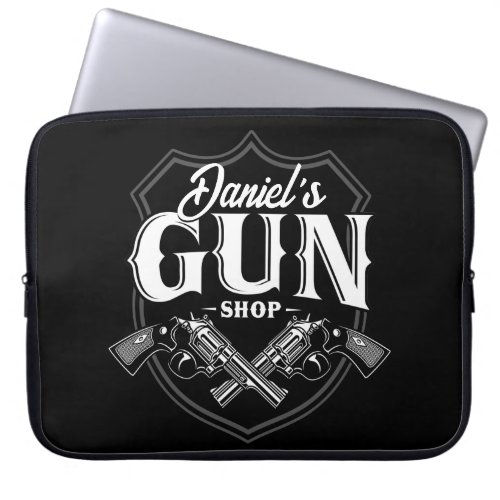 Personalized NAME Old Revolvers Gun Shop Firearms  Laptop Sleeve