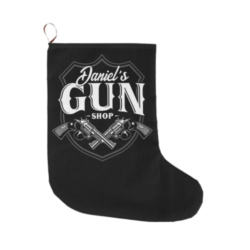 Personalized NAME Old Revolvers Gun Shop Firearms Large Christmas Stocking