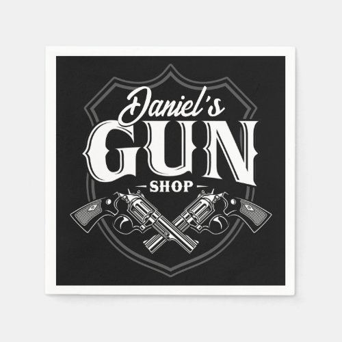 Personalized NAME Old Revolvers Gun Shop Firearms  Napkins