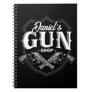 Personalized NAME Old Revolvers Gun Shop Firearms Notebook