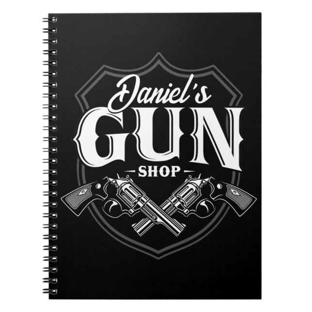 Personalized NAME Old Revolvers Gun Shop Firearms  Notebook (Front)