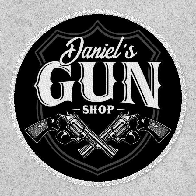 Personalized NAME Old Revolvers Gun Shop Firearms  Patch (Front)