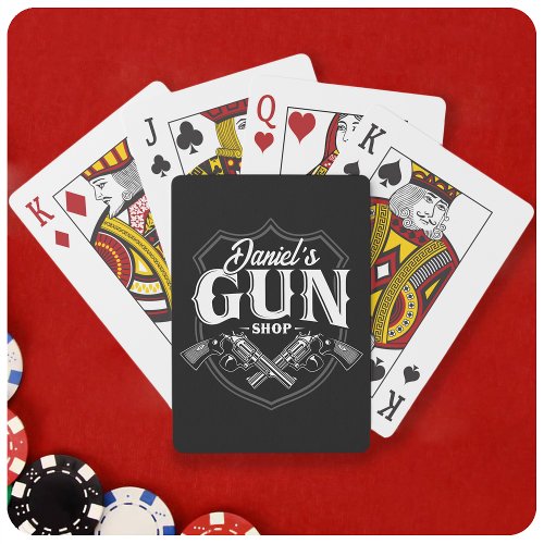 Personalized NAME Old Revolvers Gun Shop Firearms Poker Cards