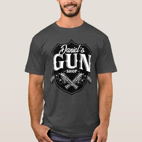 Personalized NAME Old Revolvers Gun Shop Firearms  T_Shirt