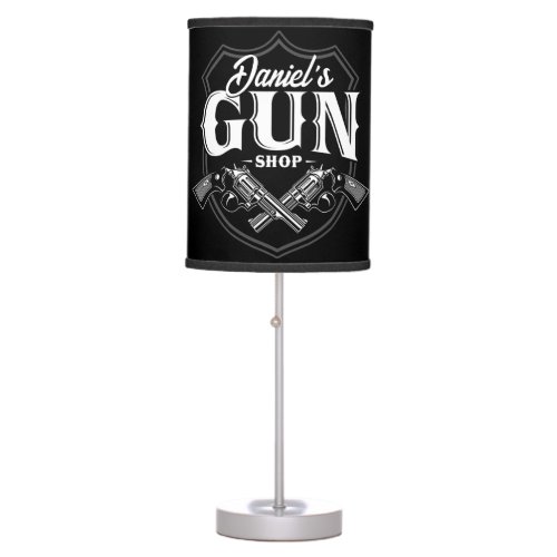 Personalized NAME Old Revolvers Gun Shop Firearms  Table Lamp