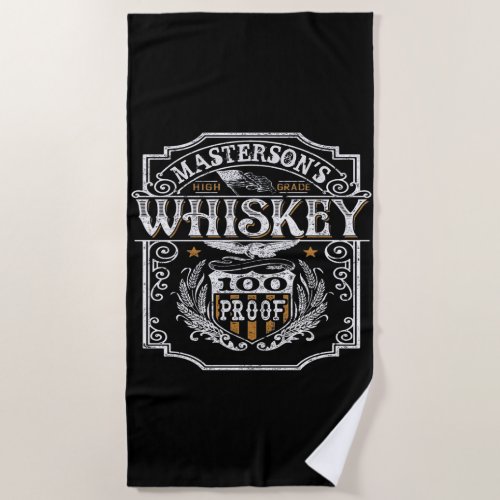 Personalized NAME Old West Whiskey Brewery Bar Beach Towel