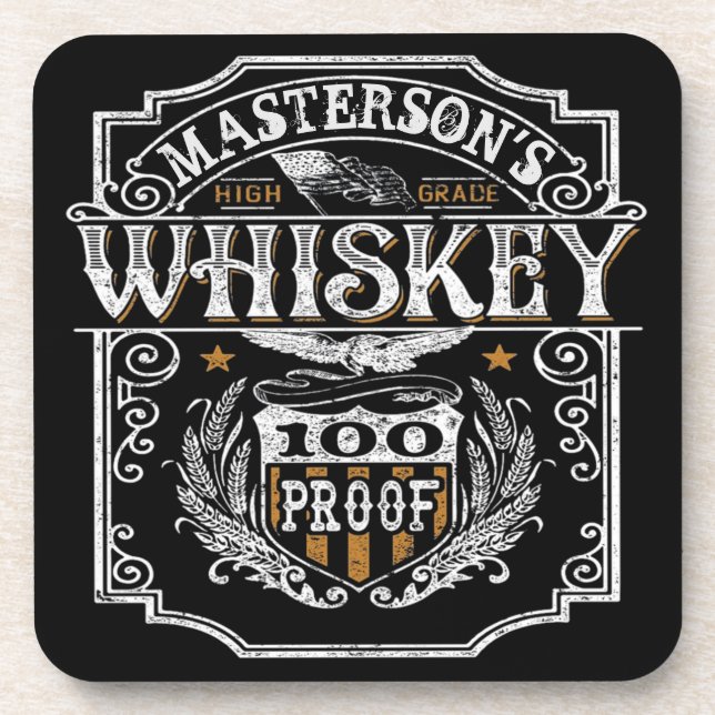 Personalized NAME Old West Whiskey Brewery Bar Beverage Coaster (Front)