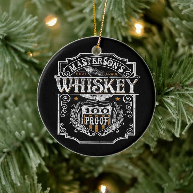 Personalized NAME Old West Whiskey Brewery Bar Ceramic Ornament (Tree)