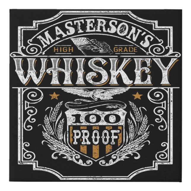 Personalized NAME Old West Whiskey Brewery Bar Faux Canvas Print (Front)