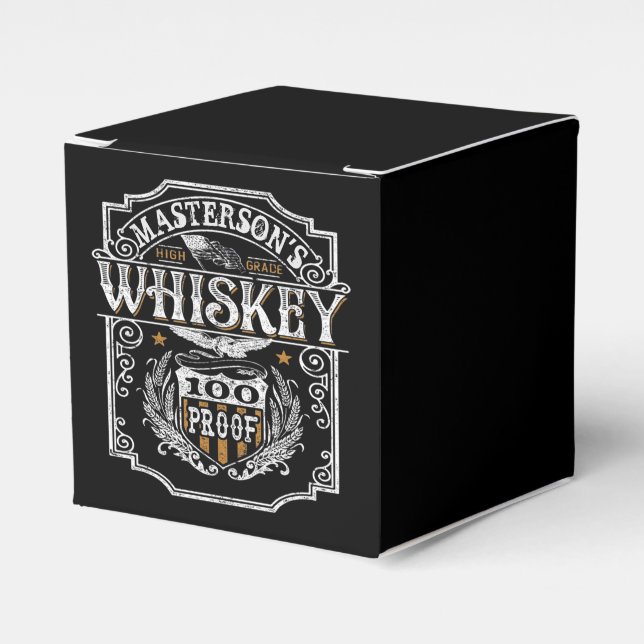 Personalized NAME Old West Whiskey Brewery Bar Favor Boxes (Front Side)