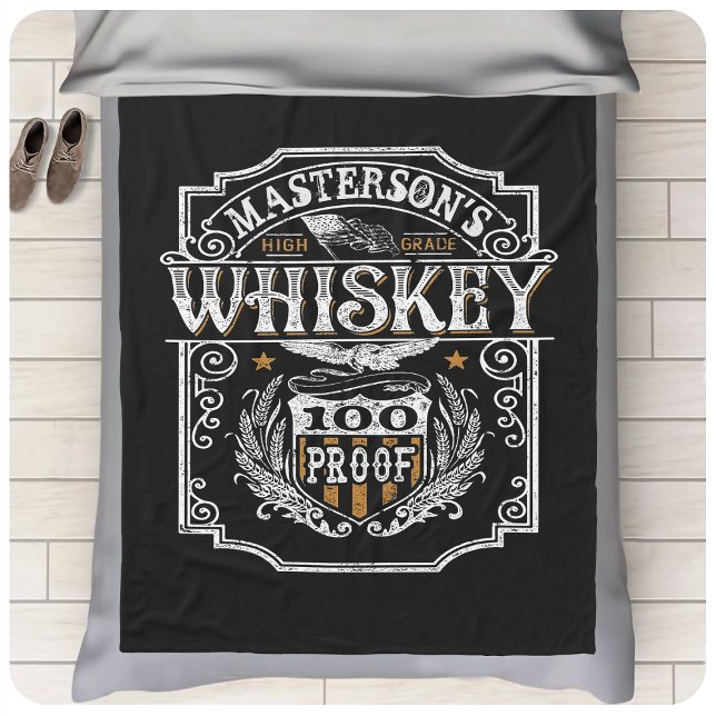 Personalized NAME Old West Whiskey Brewery Bar Fleece Blanket (Creator Uploaded)
