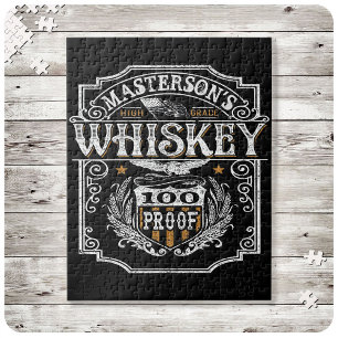 Personalized NAME Old West Whiskey Brewery Bar Jigsaw Puzzle