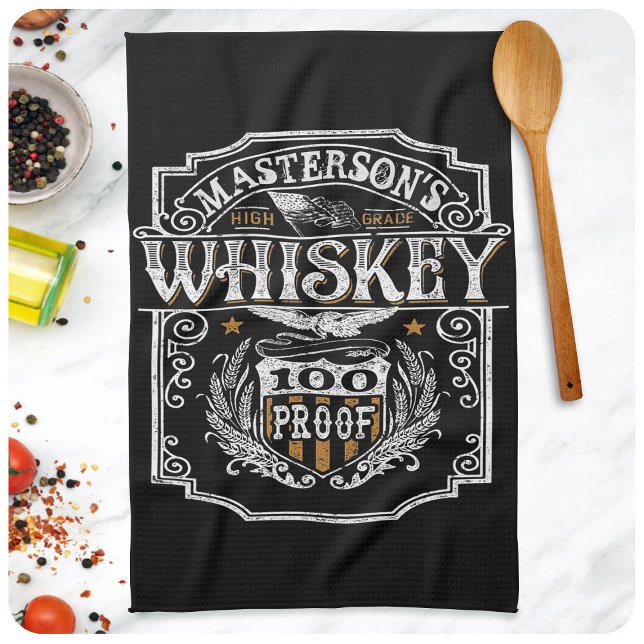 Personalized NAME Old West Whiskey Brewery Bar Kitchen Towel (Creator Uploaded)