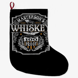 Personalized NAME Old West Whiskey Brewery Bar Large Christmas Stocking