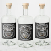 Moonshine Whiskey Black and Grey Liquor Bottle Label | Zazzle