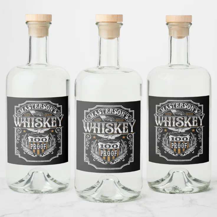 Personalized NAME Old West Whiskey Brewery Bar Liquor Bottle Label | Zazzle