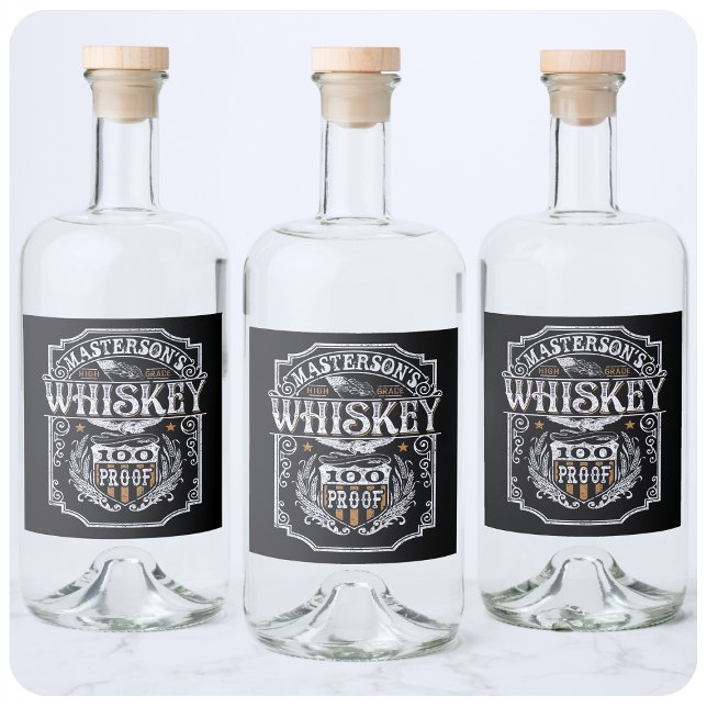 Personalized NAME Old West Whiskey Brewery Bar Liquor Bottle Label (Creator Uploaded)