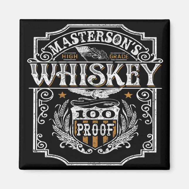 Personalized NAME Old West Whiskey Brewery Bar Magnet (Front)