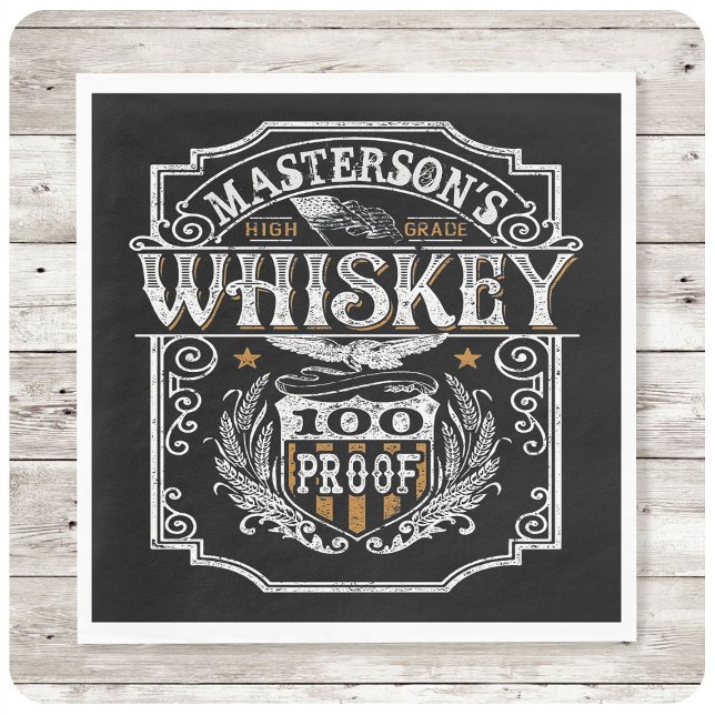 Personalized NAME Old West Whiskey Brewery Bar Napkins (Creator Uploaded)