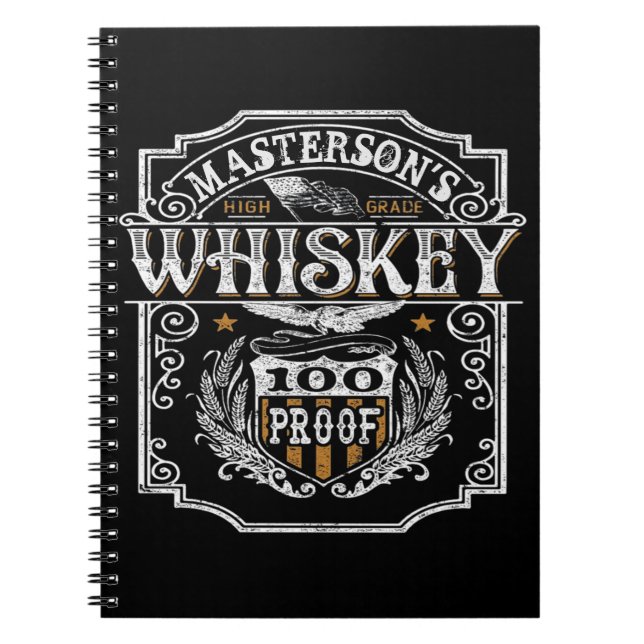 Personalized NAME Old West Whiskey Brewery Bar Notebook (Front)