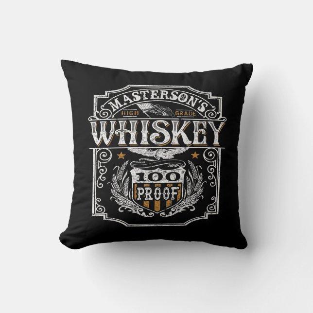 Personalized NAME Old West Whiskey Brewery Bar Throw Pillow (Front)