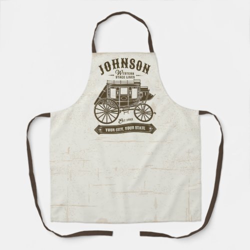 Personalized NAME Old Western Stagecoach Carriage Apron