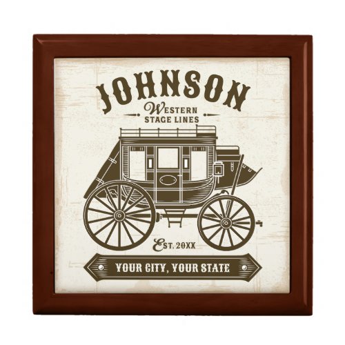 Personalized NAME Old Western Stagecoach Carriage Gift Box