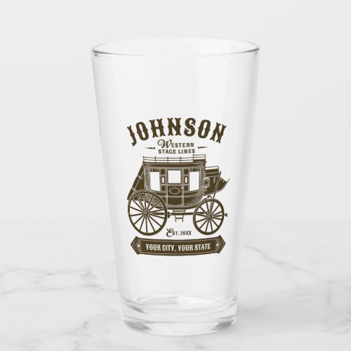 Personalized NAME Old Western Stagecoach Carriage Glass
