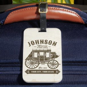 Personalized NAME Old Western Stagecoach Carriage Luggage Tag