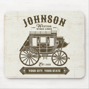 Personalized NAME Old Western Stagecoach Carriage Mouse Pad