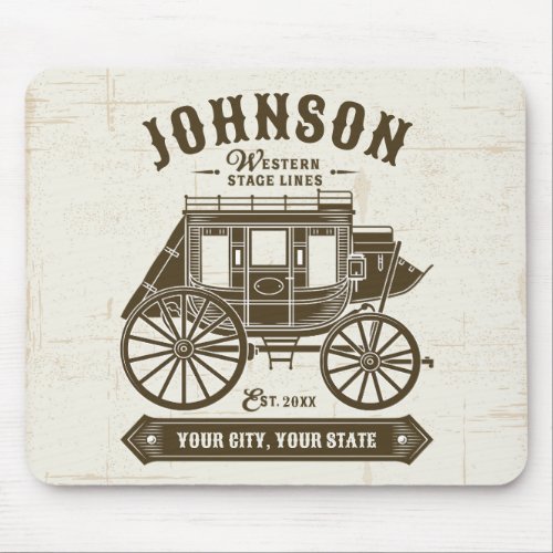 Personalized NAME Old Western Stagecoach Carriage Mouse Pad