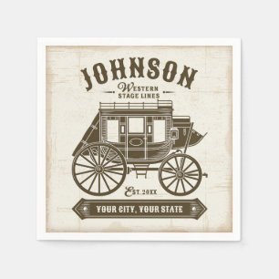 Personalized NAME Old Western Stagecoach Carriage Napkins