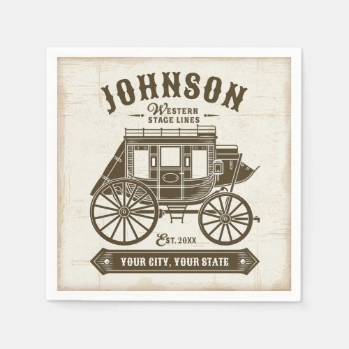 Personalized NAME Old Western Stagecoach Carriage Napkins