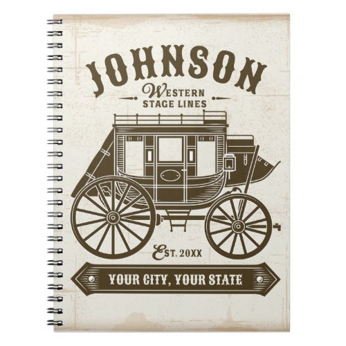 Personalized NAME Old Western Stagecoach Carriage Notebook